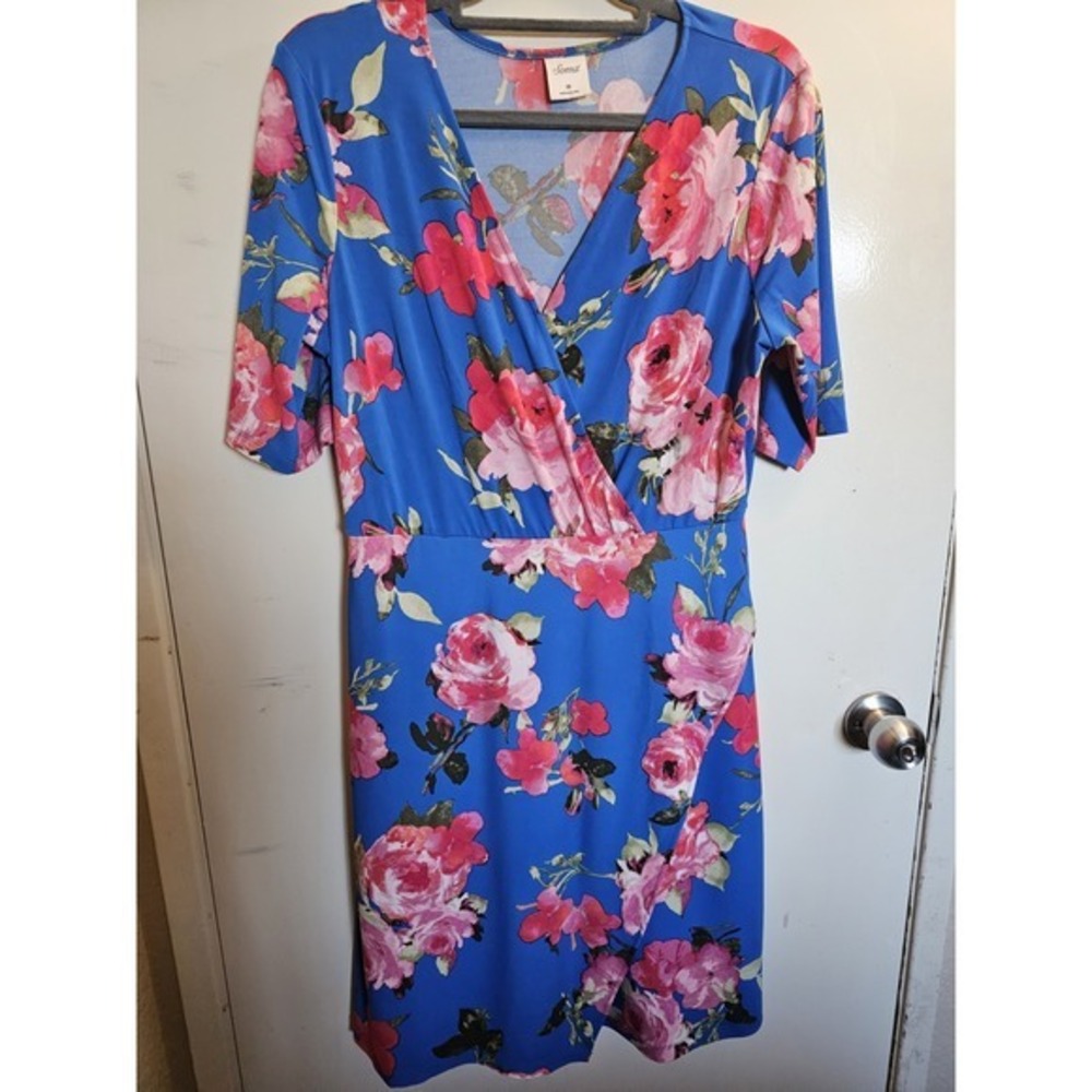 Soma Multicolor Faux Wrap‎ Floral Dress Women's M
